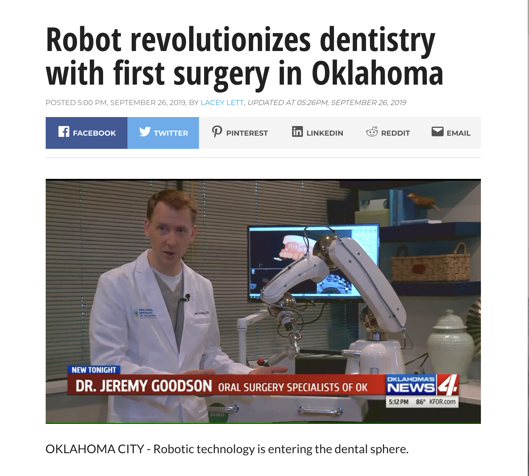 Robot revolutionizes dentistry with first surgery in Oklahoma